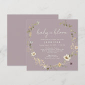 Dusty Mauve Wildflower Baby in bloei Baby shower Kaart (Voorkant / Achterkant)