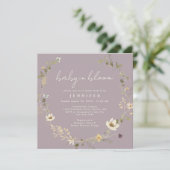 Dusty Mauve Wildflower Baby in bloei Baby shower Kaart (Staand voorkant)