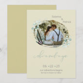 Dusty Mellow Yellow Ze zei ja foto Save The Date (Voorkant / Achterkant)