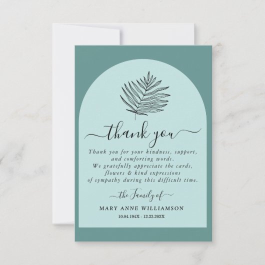 Dusty Minimal Script Funeral Hartelijk dank Bedankkaart (Voorkant)