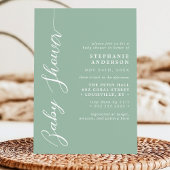 Dusty Mint Eenvoudig Modern Script Baby shower Kaart
