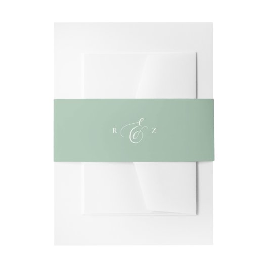Dusty Mint Elegant Eenvoudig Monogram Bruiloft Uitnodigingen Wikkel (Voorkant Voorbeeld)