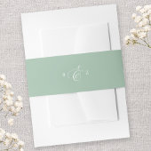 Dusty Mint Elegant Eenvoudig Monogram Bruiloft Uitnodigingen Wikkel