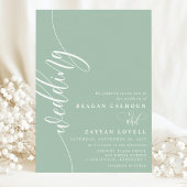 Dusty Mint Elegant Kalligrafie Script Bruiloft Kaart
