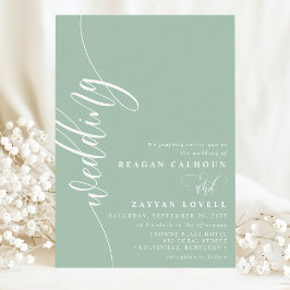Dusty Mint Elegant Kalligrafie Script Bruiloft Kaart