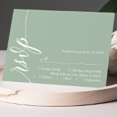 Dusty Mint Elegante Kalligrafie Bruiloft RSVP Kaar