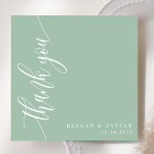 Dusty Mint Kalligrafie Script Bruiloft Bedankkaart
