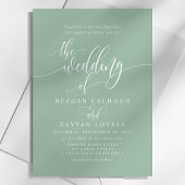 Dusty Mint Simple Modern Script Wedding Kaart