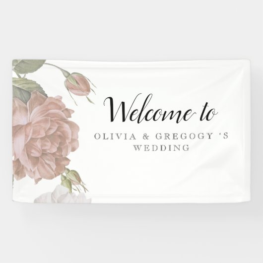 Dusty Modern Rose Elegant Wedding Floral Backdrop Spandoek (Horizontaal)