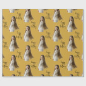 Dusty Mustard & Custom Verjaardag tekst en foto - Cadeaupapier (Vlak)