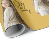 Dusty Mustard & Custom Verjaardag tekst en foto - Cadeaupapier (Rol Hoek)