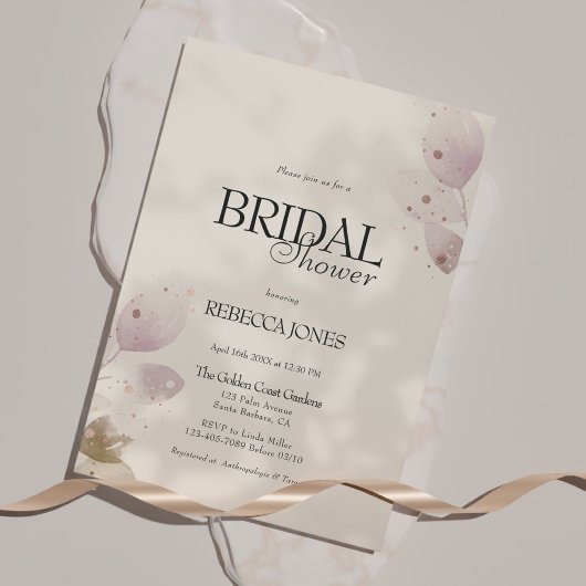 Dusty Muted Blush Pink Floral Vrijgezellenfeest Kaart