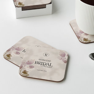 Dusty Muted Blush Pink Floral Vrijgezellenfeest Kartonnen Onderzetters