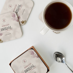 Dusty Muted Blush Pink Floral Vrijgezellenfeest Kartonnen Onderzetters