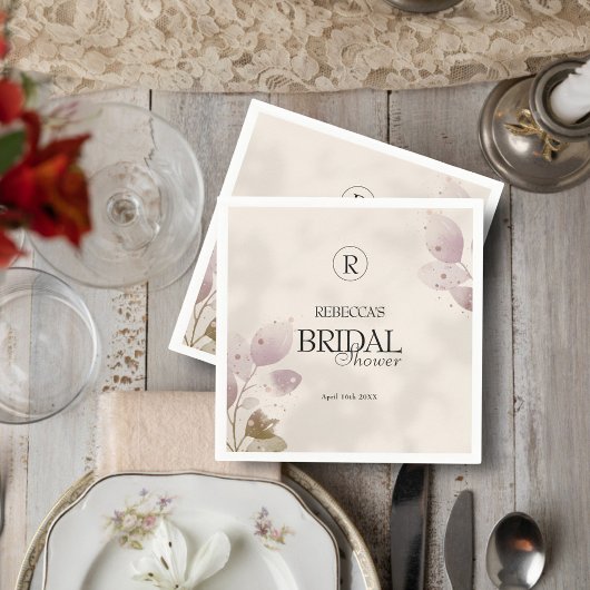 Dusty Muted Blush Pink Floral Vrijgezellenfeest Servet