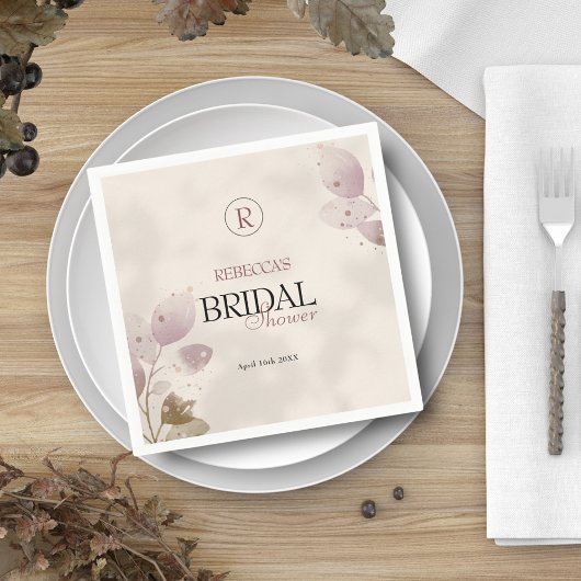 Dusty Muted Blush Pink Floral Vrijgezellenfeest Servet