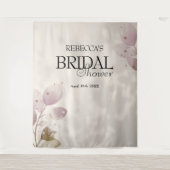 Dusty Muted Blush Pink Floral Vrijgezellenfeest Wandkleed (Voorkant)