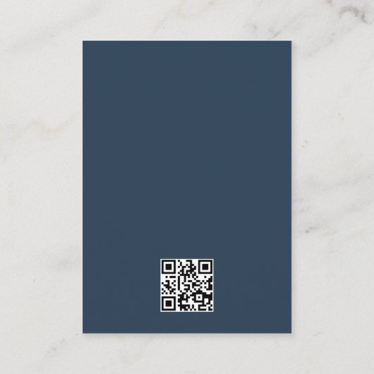 Dusty Navy blauw QR code Bruiloft DETAILS Informatiekaartje (Achterkant)