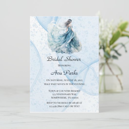 Dusty Navy Blue Alcohol Ink Dress Vrijgezellenfees Kaart (Staand voorkant)