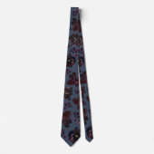 Dusty Navy Blue Burgundy Bordeaux Floral Wedding Stropdas (Voorkant)