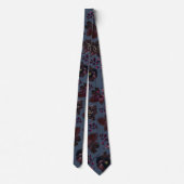 Dusty Navy Blue Burgundy Bordeaux Floral Wedding Stropdas (Achterkant)