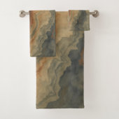 Dusty Navy Blue Burnt Sinaasappel Sage Abstract Bad Handdoek (Insitu)