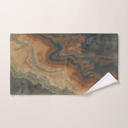 Dusty Navy Blue Burnt Sinaasappel Sage Abstract Bad Handdoek (Handdoek)