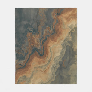Dusty Navy Blue Burnt Sinaasappel Sage Abstract Fleece Deken