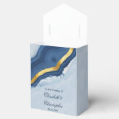 Dusty Navy Blue en Gold Agaat Bruiloft Bedankdoosjes (Geopend)