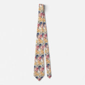 Dusty Navy Blue en Peach Pink Bloemen Bloemen Stropdas (Voorkant)