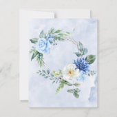 Dusty Navy Blue Floral Brunch & Bubble Invites Kaart (Achterkant)