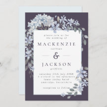 Dusty & Navy Blue Floral Lijst Waterverf bruiloft