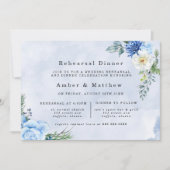 Dusty Navy Blue Floral Rehearsal Dinner Kaart (Voorkant)