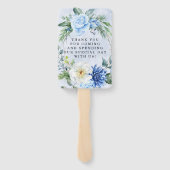 Dusty Navy Blue Floral Wedding Dank je Handwaaier (Achterkant)
