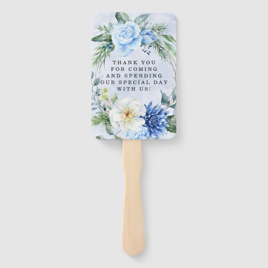 Dusty Navy Blue Floral Wedding Dank je Handwaaier (Achterkant)
