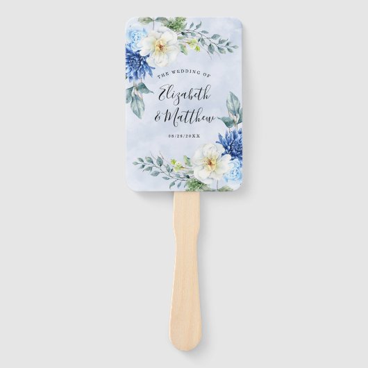 Dusty Navy Blue Floral Wedding Dank je Handwaaier (Voorkant)