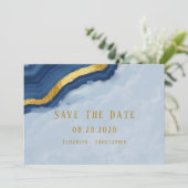 Dusty Navy Blue & Gold Agaat Sla de datumkaarten o Kaart (Staand voorkant)