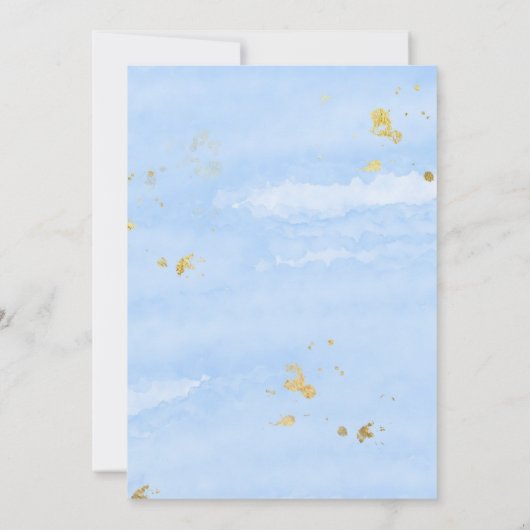 Dusty Navy Blue Gold Agate Waterverf Wedding Kaart (Achterkant)