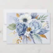 Dusty Navy Blue Gold Peony Bridal Bingo Kaart (Achterkant)