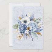 Dusty Navy Blue Gold Peony Engagement Party Kaart (Achterkant)