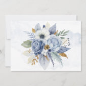 Dusty Navy Blue Gold Peony Rehearsal Dinner Invita Kaart (Achterkant)