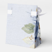 Dusty Navy Blue Gold Peony Waterverf Chic Wedding Bedankdoosjes (Achterkant)