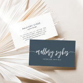 Dusty Navy Blue | Modern Signature Script Visitekaartje