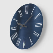 Dusty Navy Blue Ombre Foil White Roman Numeral Grote Klok (Hoek)