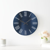 Dusty Navy Blue Ombre Foil White Roman Numeral Grote Klok (Huis)