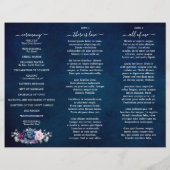 Dusty Navy Blue Paars Lila Bloom Wedding Programme (Achterkant)