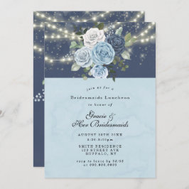 Dusty Navy Blue Peony Bridesmaids Luncheon Invites