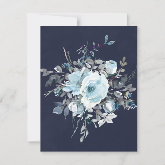 Dusty Navy Blue Peony Brunch & Bubble Invitation Kaart (Achterkant)