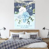 Dusty Navy Blue Peony Country Lights Wedding Canvas Afdruk (Insitu (Slaapkamer))