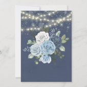 Dusty Navy Blue Peony Country Lights Wedding Kaart (Achterkant)
